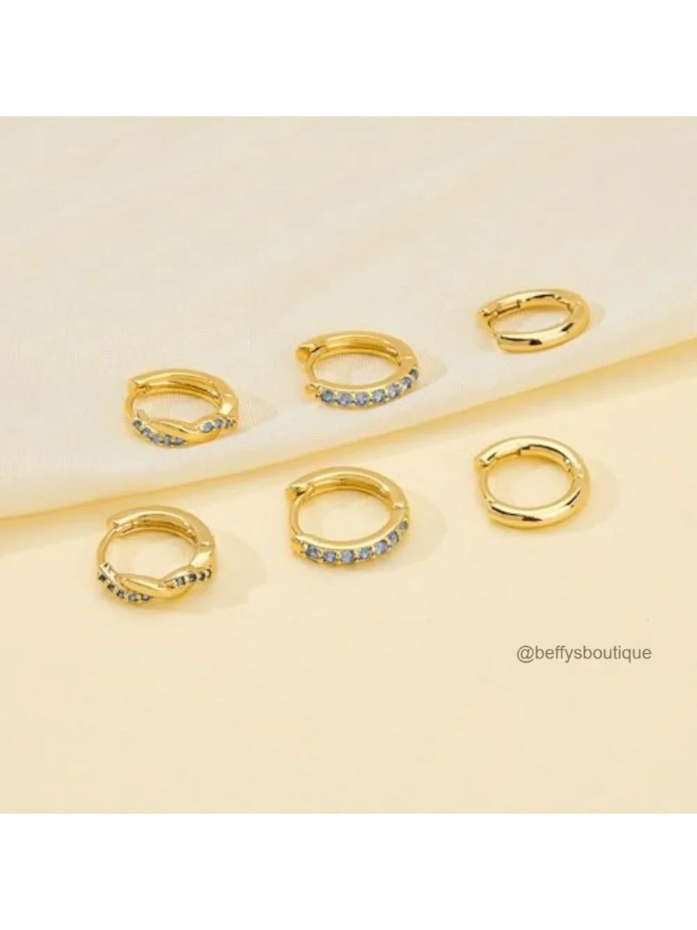 3 Pairs 18K Gold Plated Huggie Hoop Earrings with 925 Sterling Silver Posts